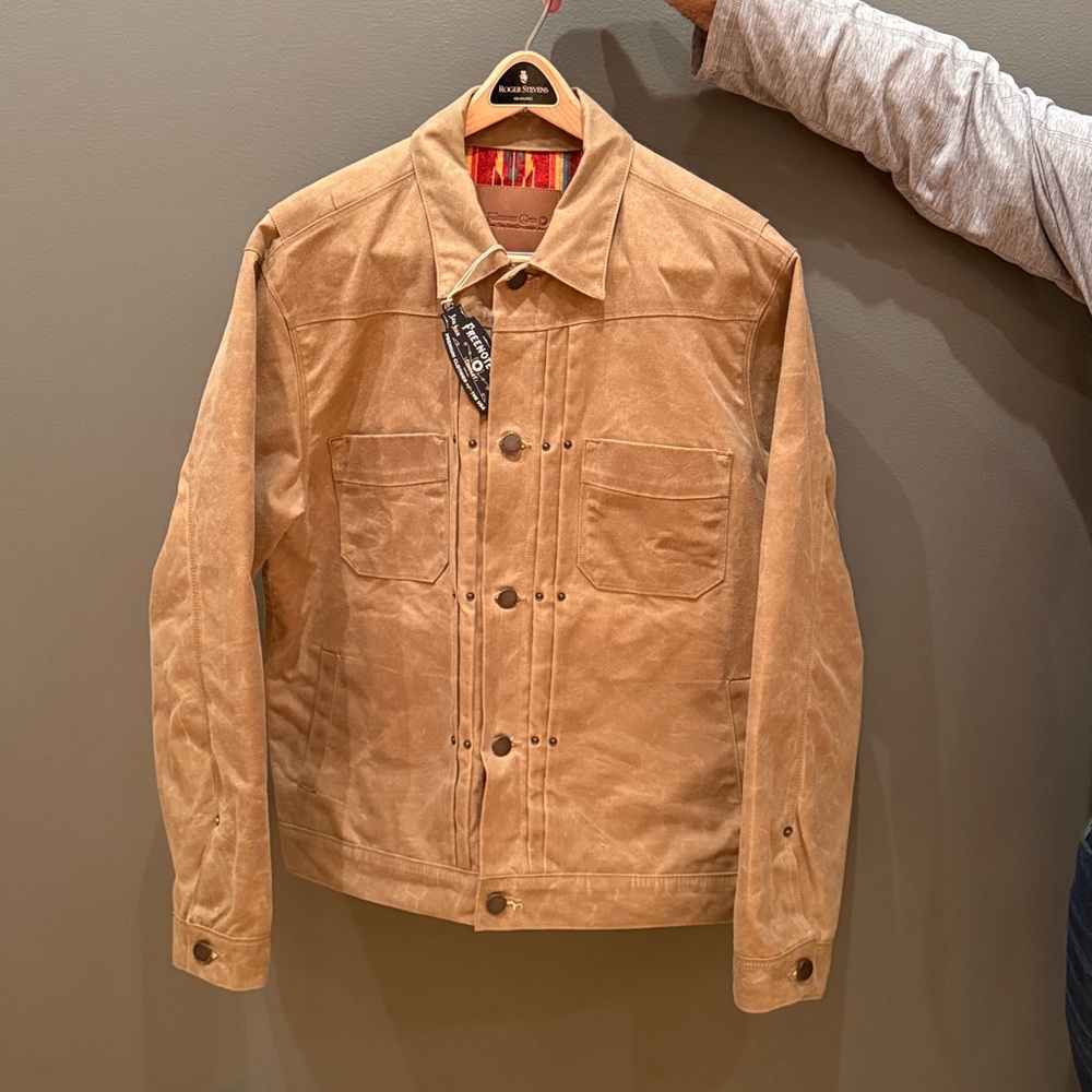NWT Freenote Cloth Company Riders Jacket Waxed Canvas Tumbleweed Red Interior XL